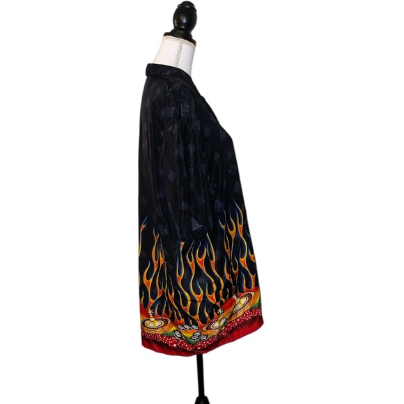 Ferugini Poker Dice Flames Rockabilly Men’s Button Up Shirt Large - Picture 4 of 12